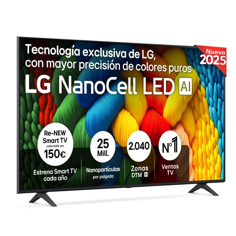 LG 65NANO80A6B 65" 4K NanoCell Smart TV LED IA WebOS 25